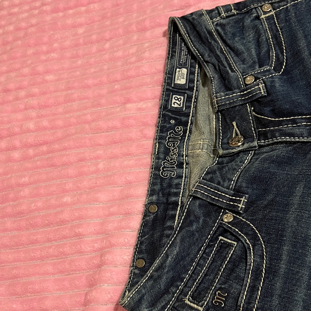 Miss Me Indigo Jeans with White Stitching